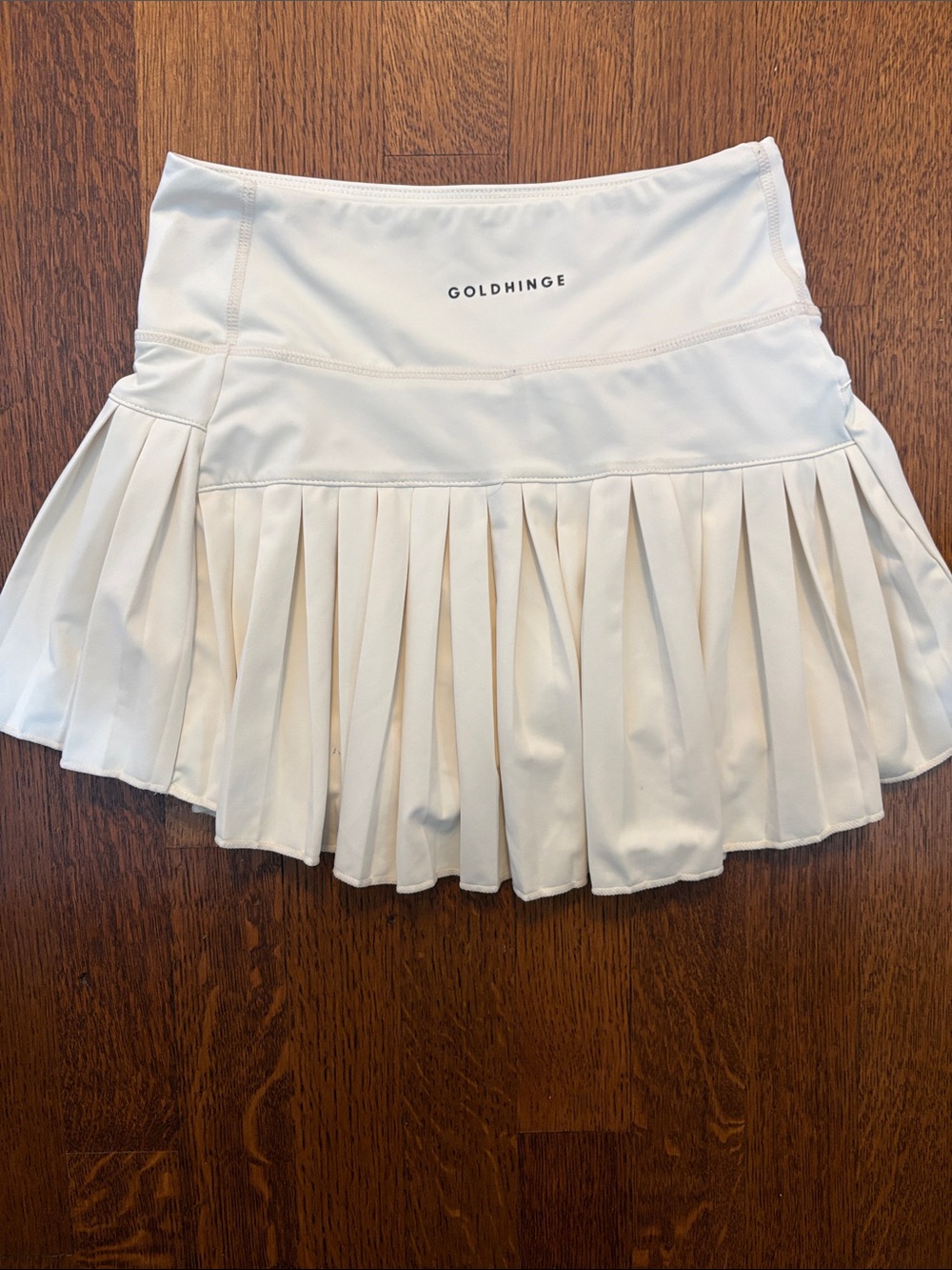 Goldhinge White Pleated Skater Skirt